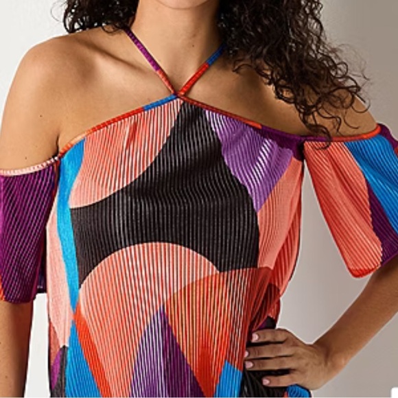 Bold Elements Womens Asymmetrical Neck Short Sleeve Blouse size Medium New - Picture 3 of 6